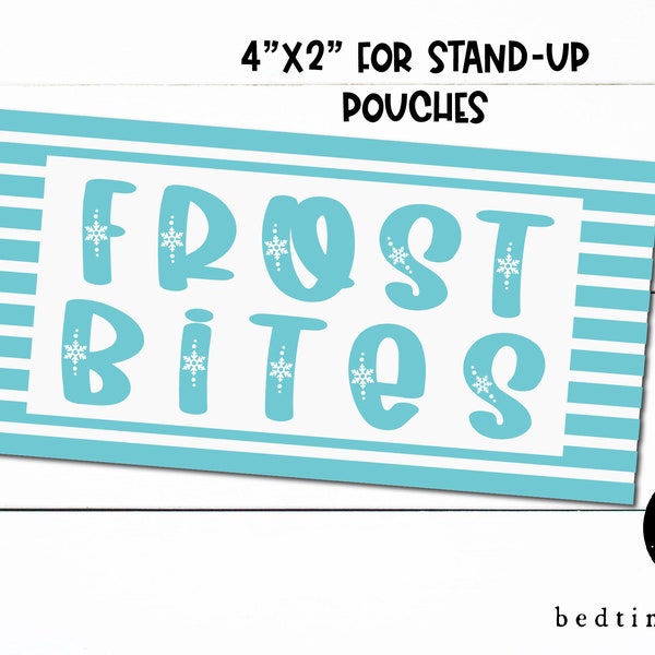 Printable 4" x 2" Christmas Cookie Tag - Frost Bites Stand Up Pouch Label-NOT for Avery Labels -Christmas Cookie Tag Goodie tag