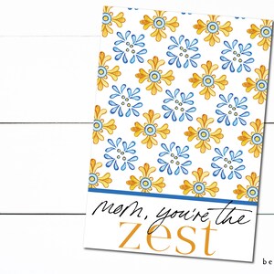 Printable Mini Cookie Card - 4" X 6" Happy Mother's Day Lemon/Orange Zest Cookie Packaging Mini Cookies
