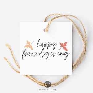 Printable Happy Friendsgiving Minimalist Leaves   2&quot; Square Cookie Tags- Fall Toppers- Autumn Tags - Pumpkin Cookie Tags -Cookie Tags