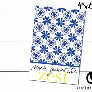 Printable Mini Cookie Card - 4" X 6" Happy Mother's Day Lemon/Orange Zest Cookie Packaging Mini Cookies