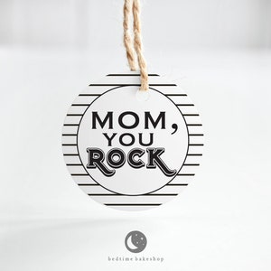 Cookie-Anhänger zum Ausdrucken - 5,5 x 5,5 cm Happy Mother's Day Mom, You Rock! Rock N Roll Cookie Verpackung Mini Kekse