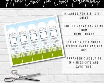 Mini Cake Tin Label Template: Editable Bakery Labels (Canva)