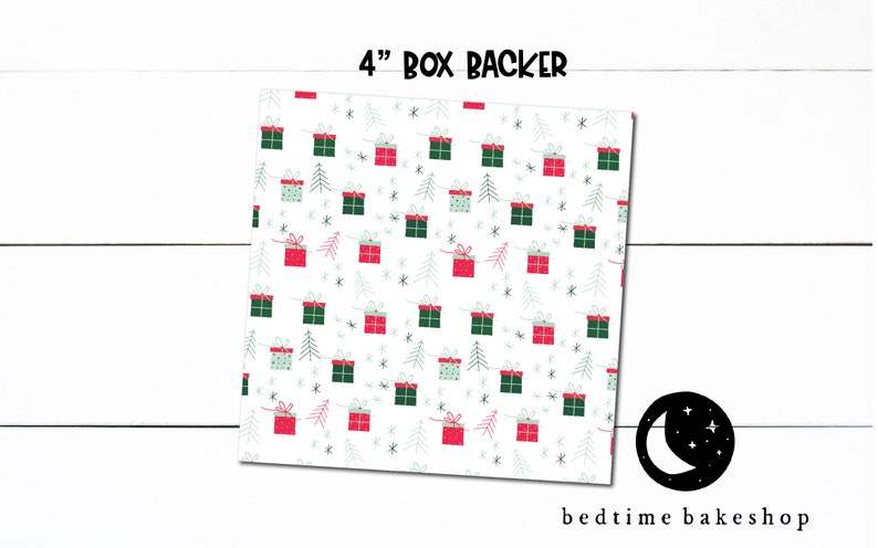 Printable 4x4 Cookie Box Packaging Background Christmas Merry and Bright Winter Cookie Box backer Printable X-Mas Cookie Tag Cookies