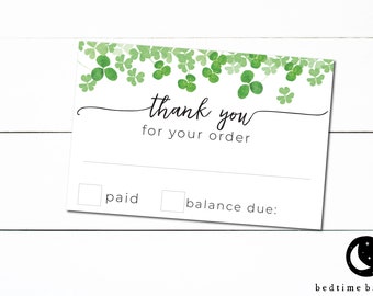 Printable 2"x3" Saint Patrick's Day Cookie Customer Pick Up Cards  - Cookies - Printable Cookie Tags Packaging - Thank you cards