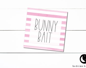 2" Square Printable Easter Cookie Tag - Bunny Bait Minimalist Light Pink Watercolor Stripes Square,2" Easter Spring Gift Tag,Carrot Cookies