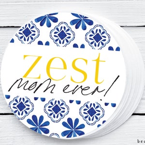 Imprimable 2&quot; Round Cookie Tag - Zest Mom Ever! Biscuits de la fête des mères Lemon Cookie Tag Square Tag Goodie tag -2&quot;