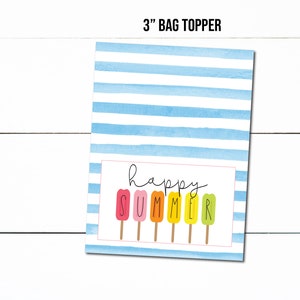 3 "Happy Summer Popsicles Treat Topper Printable Treat Bag Toppers - Sommer Pool Cookies Goodie Bag Topper