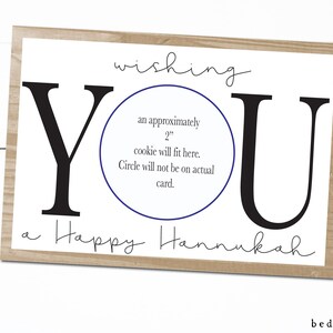 Druckbare Mini-Keks-Karte - 5" X 3,5" Wishing YOU a Happy Hannukah HanukkahCookie-Karte - Menorah Dreidel Cookie