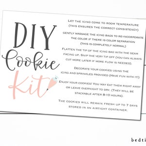 Afdrukbare lente DIY Cookie Kit instructiekaart perzik spuitzak - 3,5 "x 5" - Cookie Decorating Kit Cookie Tag - Cookies
