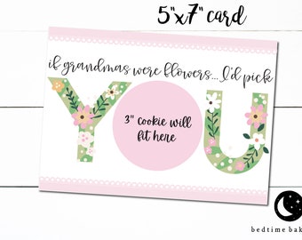 Floral Mother's Day Cookie Card: Grandma Gift, 5x7 Printable (Digital Download)
