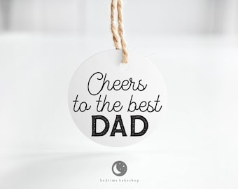 Printable 2" Round Father's Day Cookie Tag - Happy Father's Day Minimalist Cheers To The Best Dad Father Cookies tag -2" Dad's Day Gift Tag