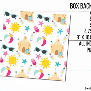 Paquete de soportes para cajas imprimibles de castillos de arena de verano para playa, fondo para empaque de caja de galletas, texto de amor negro, soporte transparente para caja imprimible
