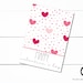 Printable Mini Cookie Card - 3.5' X 5' Happy Valentine's Day Pink Scattered Hearts Cookie Packaging Mini Cookies
