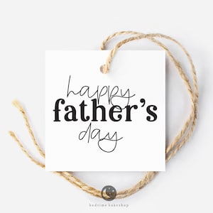 Happy Father&#39;s Day Cookie Tag: Minimalist Square Design (Digital Download)