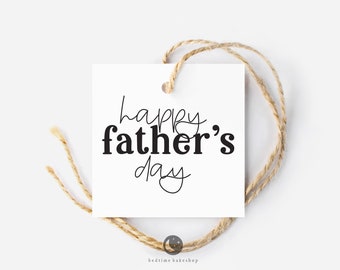 Printable 2&quot; Square Cookie Tag - Happy Father&#39;s Day Minimalist Square  Tag Goodie tag -2&quot;