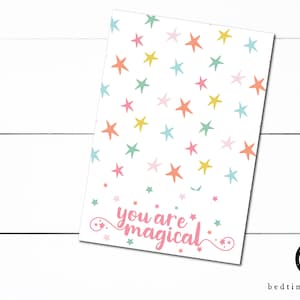 Mini cartão de biscoito para impressão - 3,5 "X 5" Feliz Dia dos Namorados Você é estrelas mágicas Unicórnio Embalagem de biscoitos Mini biscoitos