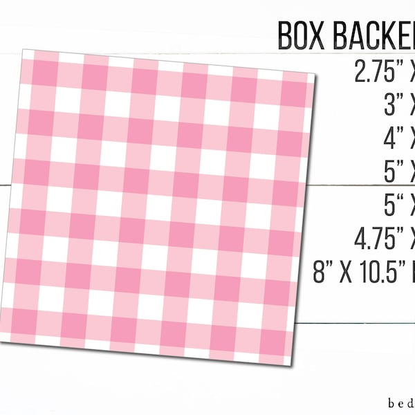 Printable Valentine's Day Bundle of Box Backers 7 Different Sizes Cookie Box Packaging Background Light Pink Gingham - Clear Box backer