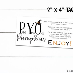 Halloween PYO Pumpkin Cookie Tags: 2&quot; x 4&quot; Printable Instructions (Digital Download)