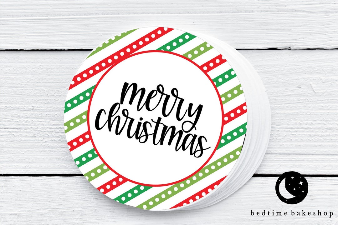 Printable 2 Christmas Cookie Tag Merry Christmas Stripes Tag Christmas ...
