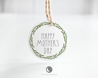 Printable 2" Round Mother's Day Cookie Tag - Happy Mother's Day Minimalist Black Mother Cookies tag -2" Mum's Day Gift Tag