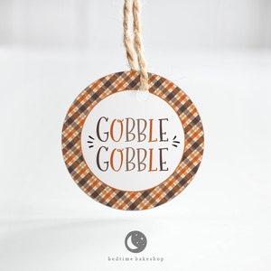 Printable Gobble Gobble  2&quot; Cookie Tags- Fall Cupcake Toppers- Thanksgiving Tags - Bat Cookie Tags - Fall Cookie Tags