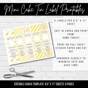 Banana Pudding Mini Cake Tin Label Template: Editable Canva Printable