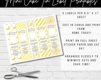 Banana Pudding Mini Cake Tin Label Template: Editable Canva Printable