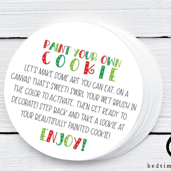 PYO Paint your Own Cookie Tag Printable Christmas 2" Cookie Tags- Original Poem - PYO poem ©
