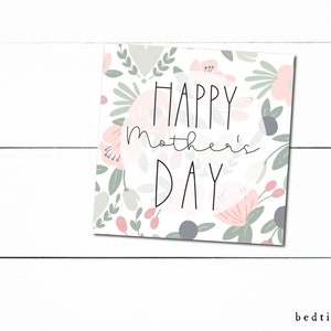 Afdrukbare Moederdag Cookie Tag - Dusty Floral Square Tag Goodie tag -2"