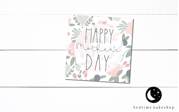 Printable Mother's Day Cookie Tag -  Dusty Floral Square  Tag Goodie tag -2"