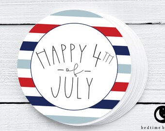 Printable Fourth of July Cookie Tag - 4th of July Cupcake Topper Tag - Patriotic Bunting - Patriotic Goodie tag - Independence Day 2" tag