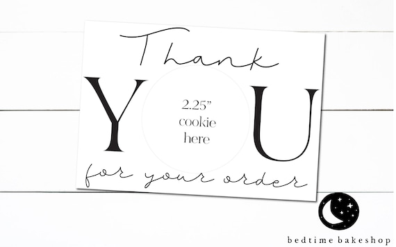 Printable Mini Cookie Thank You Card: Black & White Packaging (Digital Download)