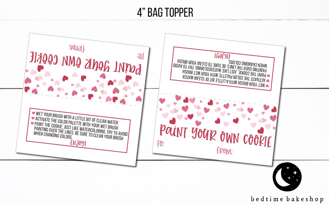 Printable 4" Happy Valentine's Day PYO Cookie Treat Bag Topper ...