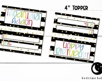 4" Happy Birthday Treat Topper Printable Treat Bag Toppers- Birthday Cookies Goodie Bag Topper