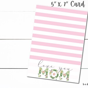 Druckbare Kekskarte - 5 "x 7" Happy Mother's Day Stripes Rosa Floral Cookie Verpackung Mini Cookies