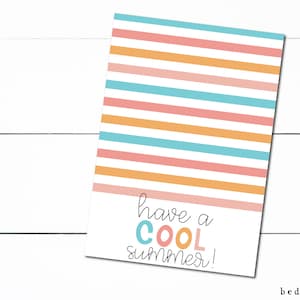 Druckbare Mini-Plätzchen-Karte - 3,5 "X 5" Sommer-Plätzchen-bunte Streifen-Karte Haben Sie einen kühlen Sommer-Plätzchen-Verpackung Mini-Plätzchen