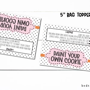 5&quot; PYO Cookie Treat Bag Topper Printable Treat Bag Toppers-  Halloween Goodie Bag Topper - Watercolor Cookie Tags