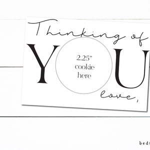 Printable Mini Cookie Card - 3.5&quot; X 5&quot; Thinking of you Black and White Cookie Packaging Mini Cookies