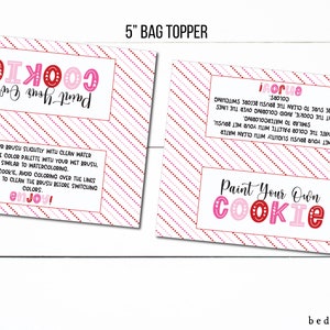 5"Happy Valentine's Day PYO Cookie Leckerli Beutel Topper Printable Malen Sie Ihren eigenen Cookie Goodie Bag Topper