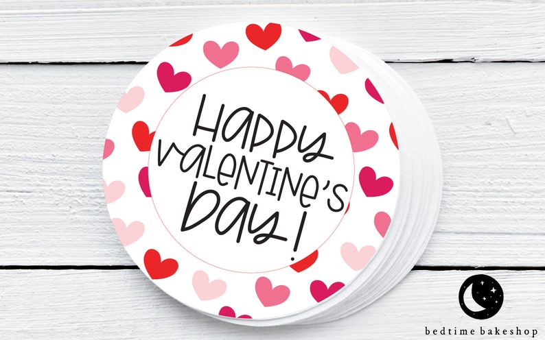 Printable Valentine's Day Cookie Tags - Happy Valentine's Day - Red Gingham Valentine's Day Cookie Tags 