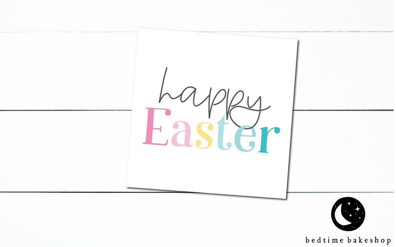 Printable Easter Cookie Tag Happy Easter Minimalist Square 2 Easter Spring Gift Tag image 3