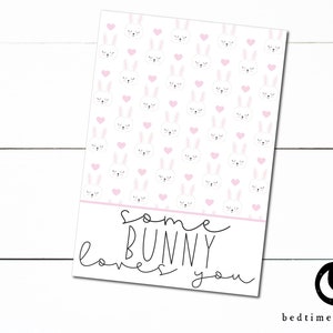 Druckbare Mini-Plätzchen-Karte - 3,5 "X 5" Some Bunny Loves You Easter Pink Hearts Cookie Verpackung Mini-Plätzchen
