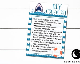 Printable Summer Shark Week DIY Cookie Kit Instruction Card - Etsy