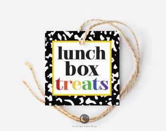 Printable 2&quot; Square Cookie Tag Welcome Back Lunch Box Treats Rainbow- Back to School - Tags Back to school cookies