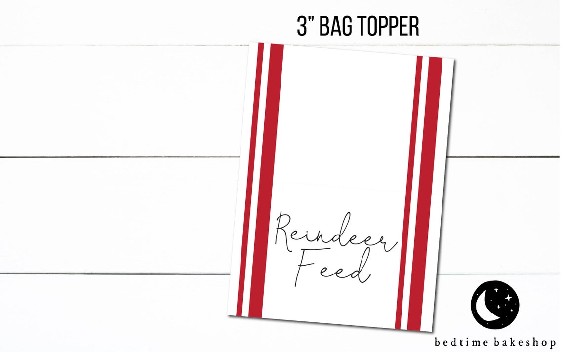 3 Printable Christmas Reindeer Feed Grain Sack Red Bag | Etsy