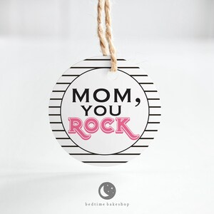 Druckbarer Cookie-Anhänger - 2 "X 2" runder Tag ""Alles Gute zum Muttertag""" Rock N Roll Cookie Verpackung Mini Cookies