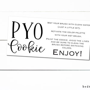 PYO para impressão, pinte suas próprias instruções de etiqueta de biscoito Etiquetas de biscoito retangulares de 2 "x 4" - Etiquetas de biscoito - Embalagem comercial de biscoitos