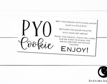 Printable PYO Cookie Tag Instructions: 2x4 Rectangle (Digital Download)