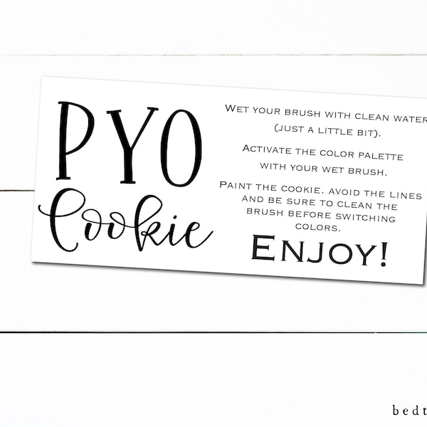 Printable PYO Paint your Own Cookie Tag Instructions  2" x 4" Rectangle Cookie Tags - Cookie Tags - Cookie Business Packaging