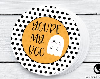 Printable Halloween Cookie Tag - You're My Boo Cupcake Topper Tag - Ghost Fall Tag - Autumn Cookie Tag -  Goodie tag - Autumn 2" tag